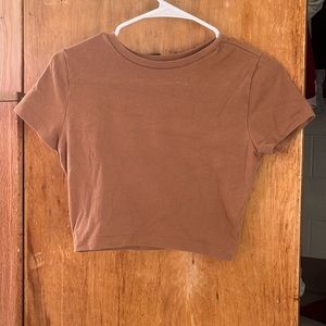 Tan cropped baby tee